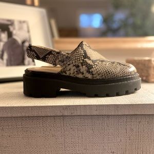 Poppy Barley Lug Mule - Snakeskin- Size 6